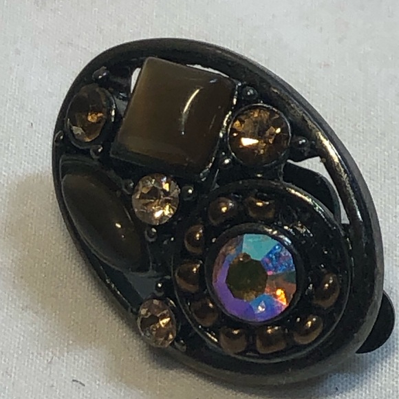 Beautiful Vintage Necklace with Clip on Earrings faux jewelled nickel tone - Picture 4 of 16